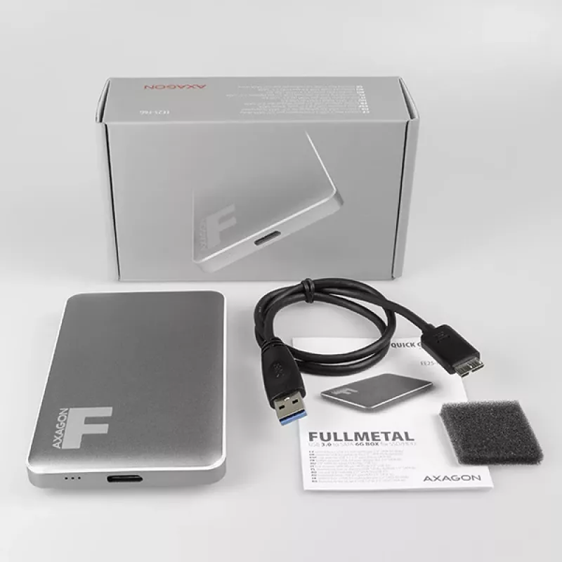 AXAGON EE25-F6G - HDD / SSD-behuizing - 2.5 inch - SATA - Serial ATA II - Serial ATA III - 5 Gbit/s - USB-connectiviteit - grijs