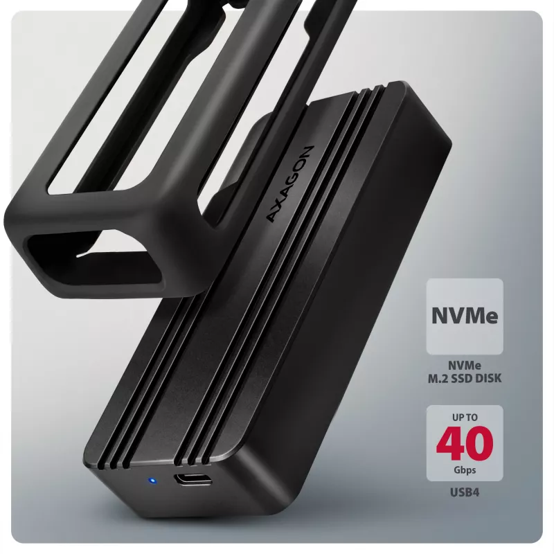 Axagon EEM2-40G USB-C 40Gbps M.2 NVMe SSD-behuizing, ARMORED aluminium