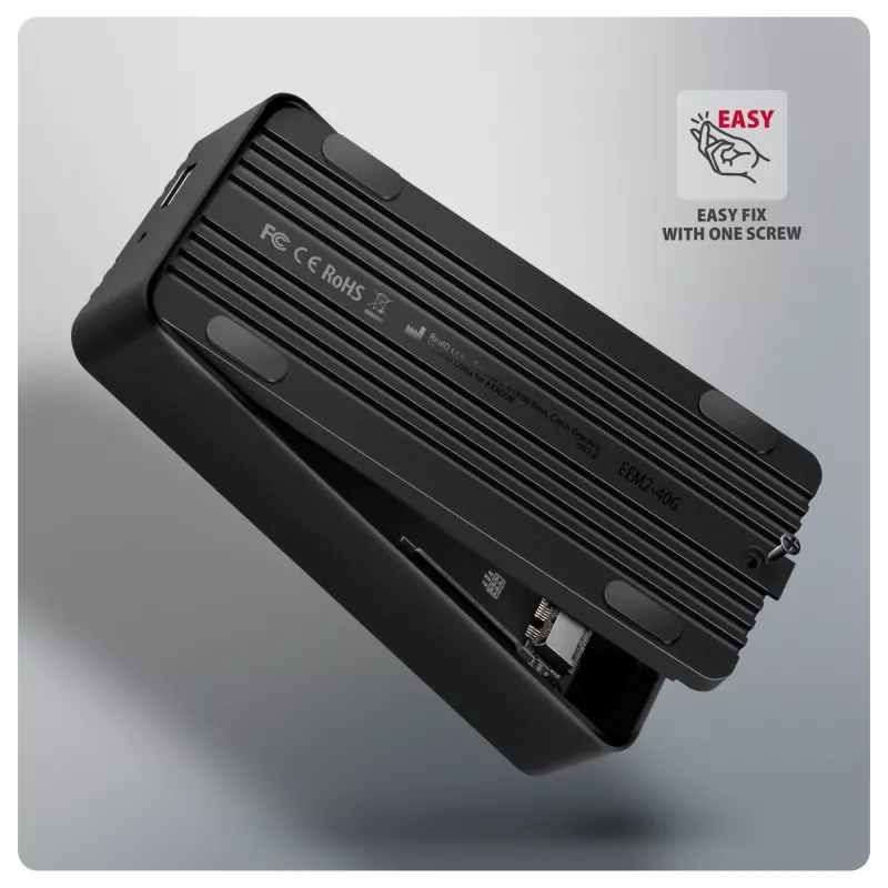 Axagon EEM2-40G USB-C 40Gbps M.2 NVMe SSD-behuizing, ARMORED aluminium