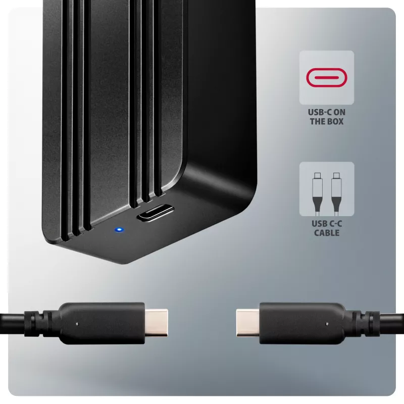 Axagon EEM2-40G USB-C 40Gbps M.2 NVMe SSD-behuizing, ARMORED aluminium