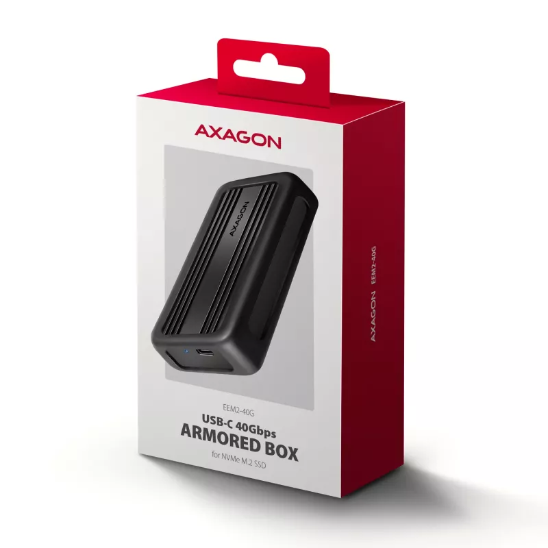 Axagon EEM2-40G USB-C 40Gbps M.2 NVMe SSD-behuizing, ARMORED aluminium