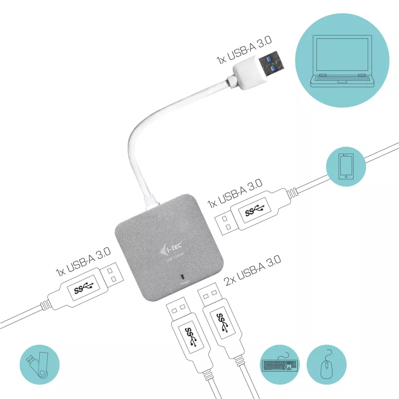 i-tec metaal USB 3.0 passieve HUB 4 poort