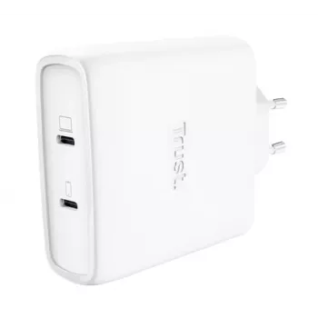 Oplader TRUST Maxo 100W 2-poorts USB-C GaN — 100 W, 2x USB-C, 20 V max, AC, binnen, 2 m kabel, wit