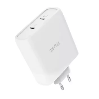Oplader TRUST Maxo 100W 2-poorts USB-C GaN — 100 W, 2x USB-C, 20 V max, AC, binnen, 2 m kabel, wit