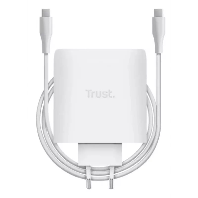 Oplader TRUST Maxo 100W 2-poorts USB-C GaN — 100 W, 2x USB-C, 20 V max, AC, binnen, 2 m kabel, wit