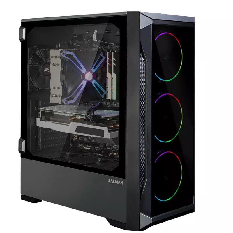 Zalman Z8 TG ATX Mid Tower PC-behuizing, ARGB-ventilator x3, T/G Midi Tower zwart