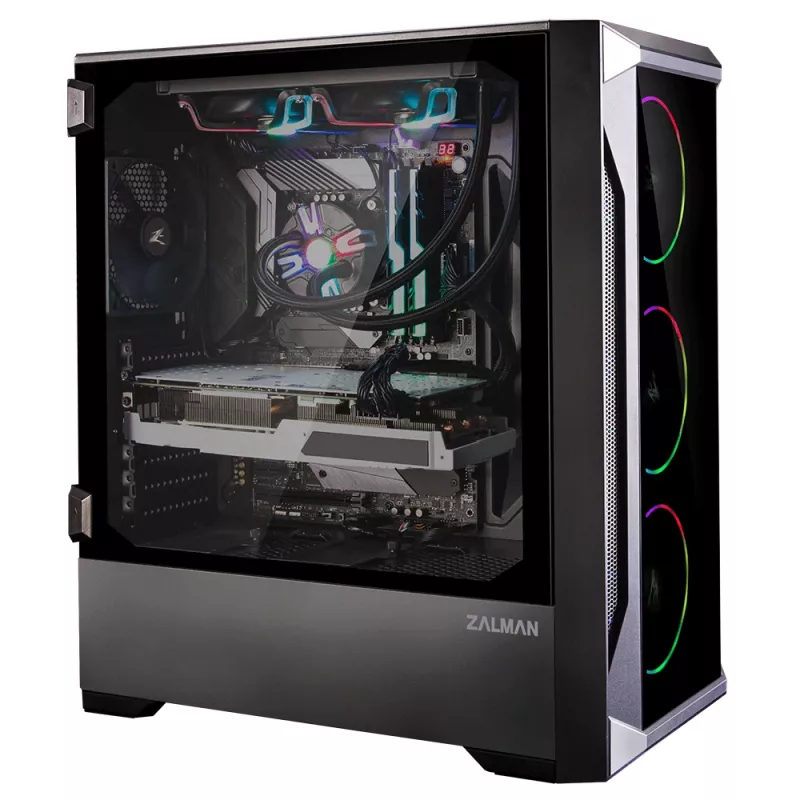 Zalman Z8 TG ATX Mid Tower PC-behuizing, ARGB-ventilator x3, T/G Midi Tower zwart