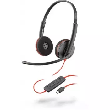 Headset HP POLY Blackwire 3225 — bekabeld, USB Type-A, hoofdband, kantoor/callcenter, 121 g, zwart/rood