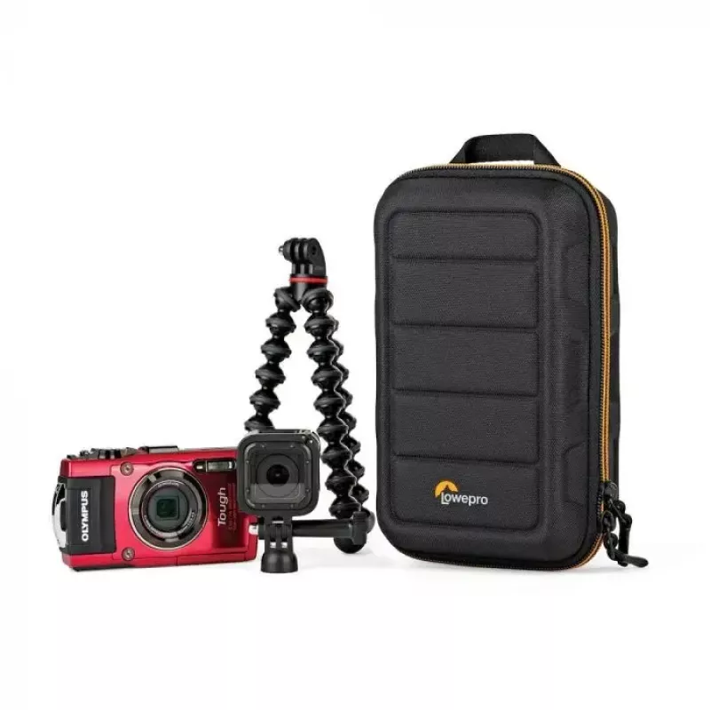 Cameratas Lowepro HARDSIDE CS 60 — hardcase tas, compact, 140×85×227 mm, zwart/oranje