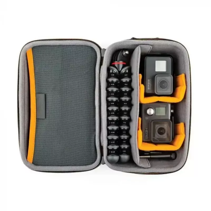 Cameratas Lowepro HARDSIDE CS 60 — hardcase tas, compact, 140×85×227 mm, zwart/oranje