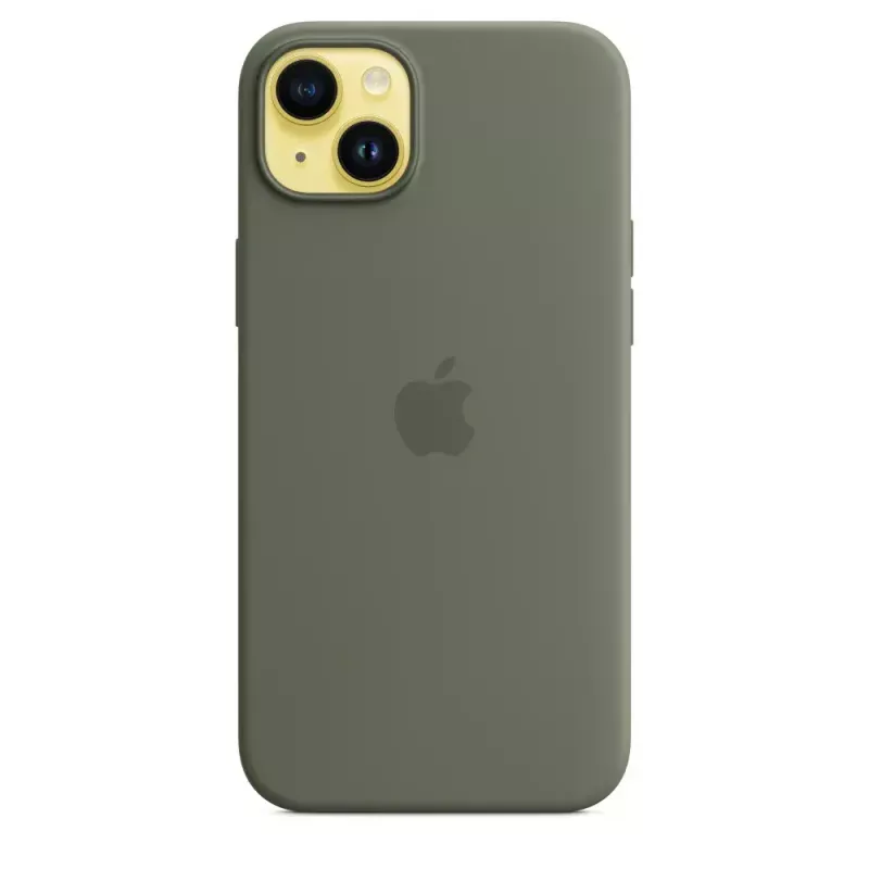 Hoes Apple iPhone 14 Plus silicone hoes met MagSafe olijf