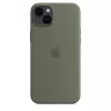 Hoes Apple iPhone 14 Plus silicone hoes met MagSafe olijf