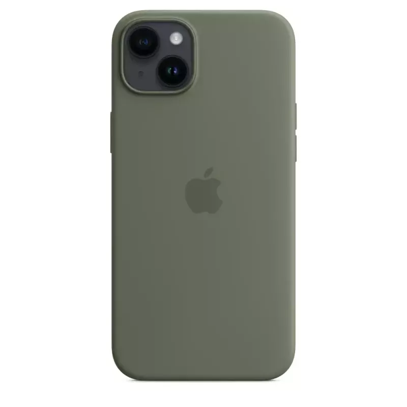 Hoes Apple iPhone 14 Plus silicone hoes met MagSafe olijf