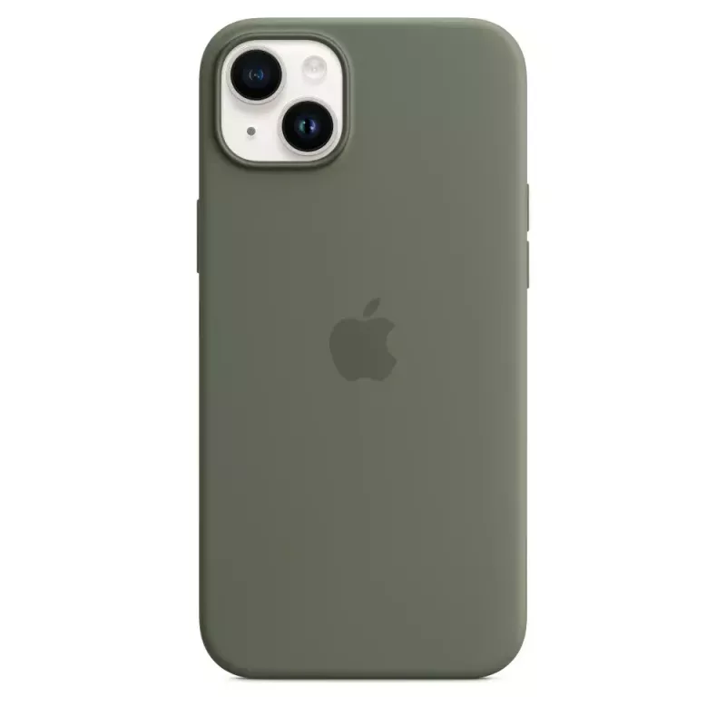 Hoes Apple iPhone 14 Plus silicone hoes met MagSafe olijf