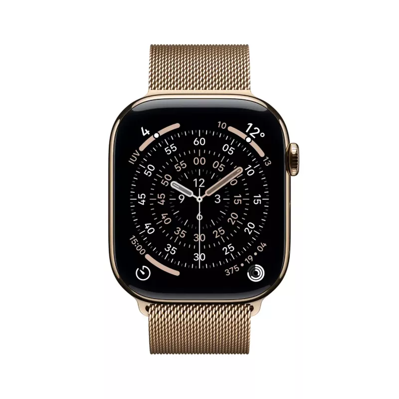 Apple Watch GPS + Cellular 46mm goud titanium behuizing Gold Milanese Loop M/L