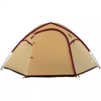 COLEMAN Darwin 4 Plus zomercampingtent voor 4 personen — beige/donkerrood