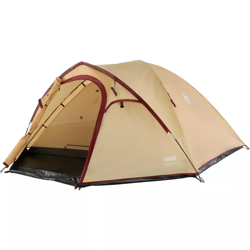COLEMAN Darwin 4 Plus zomercampingtent voor 4 personen — beige/donkerrood