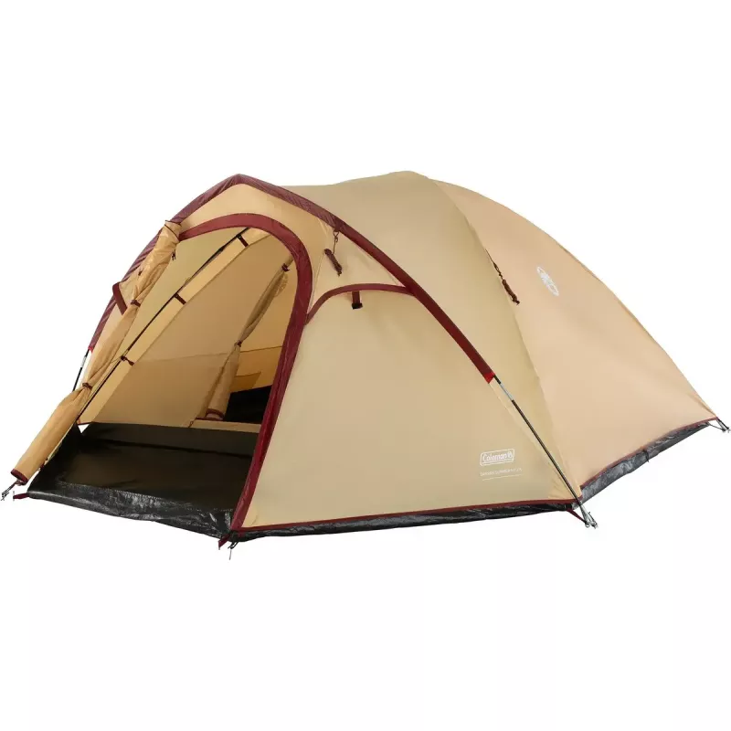 COLEMAN Darwin 4 Plus zomercampingtent voor 4 personen — beige/donkerrood