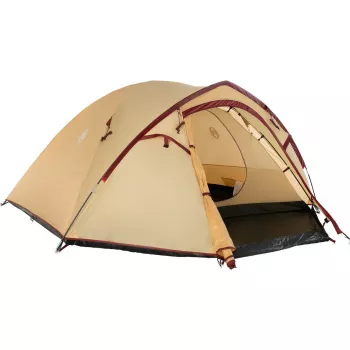 COLEMAN Darwin 4 Plus zomercampingtent voor 4 personen — beige/donkerrood