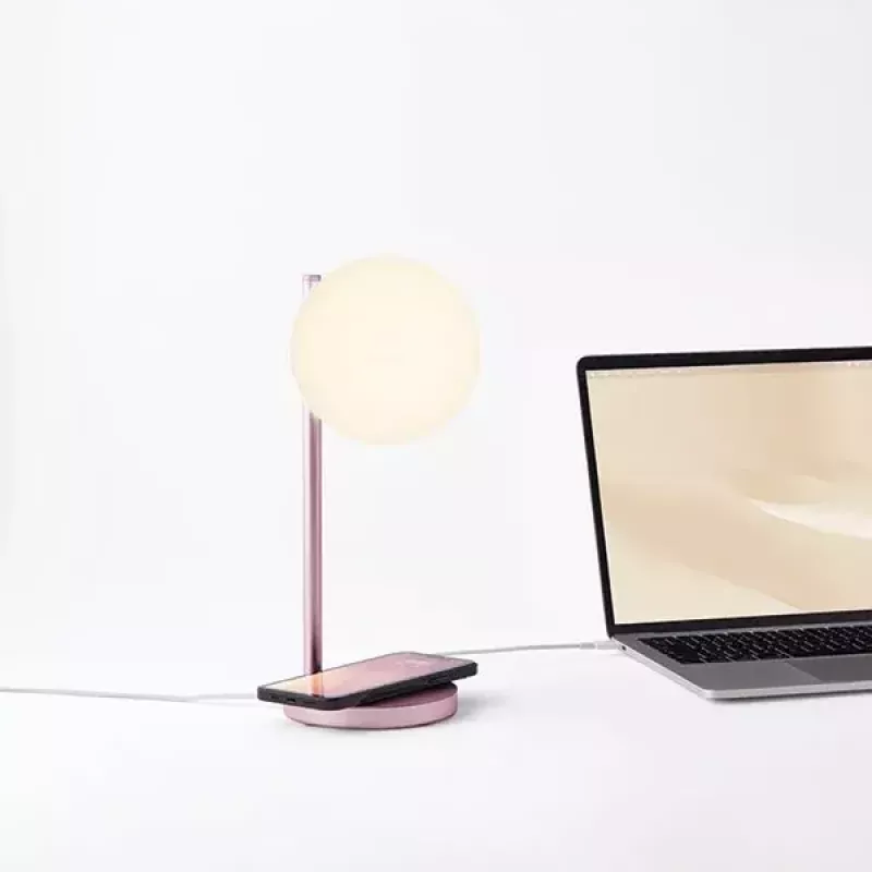 Tafel-ledlamp Lexon Bubble Lamp LH70LP lichtroze 15W met draadloze oplader