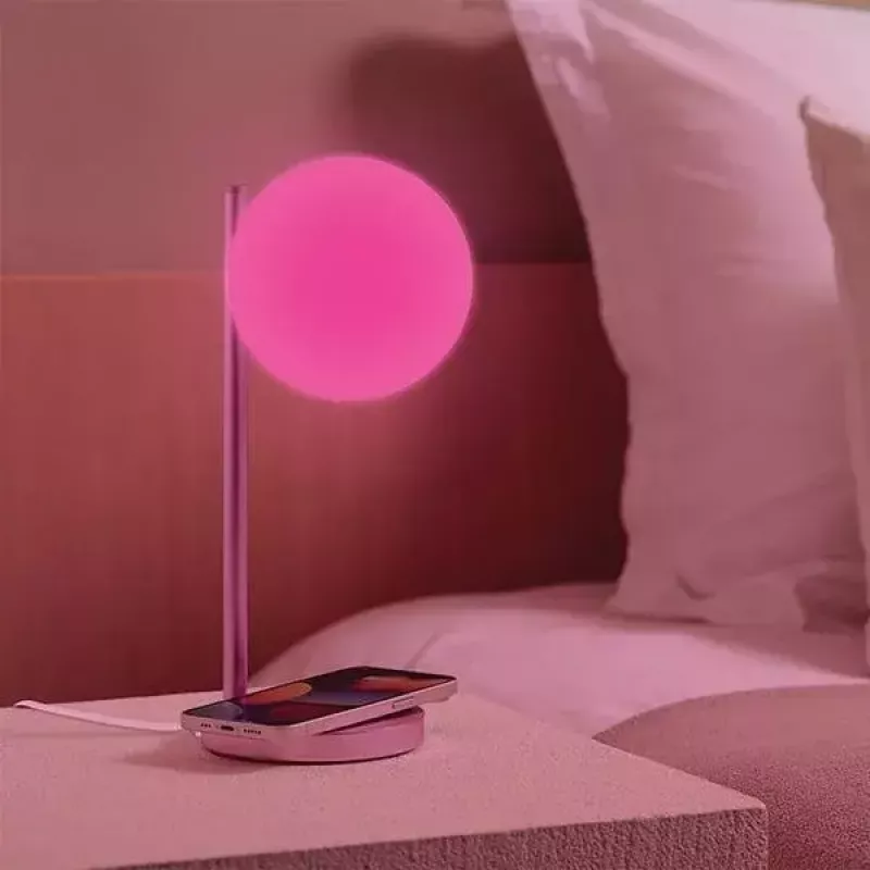 Tafel-ledlamp Lexon Bubble Lamp LH70LP lichtroze 15W met draadloze oplader
