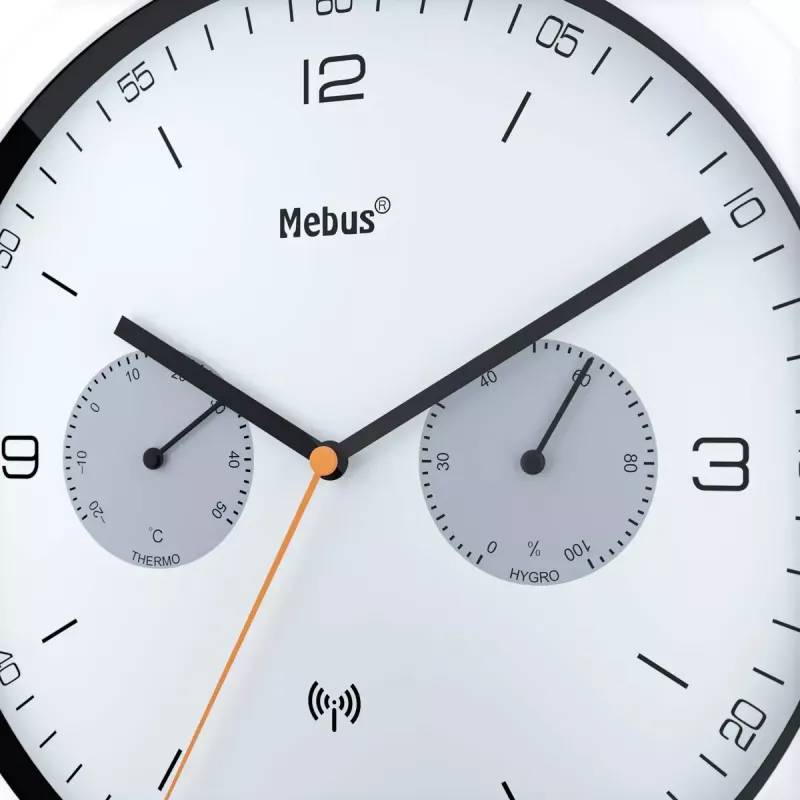 Mebus 52826 wand-/tafelklok rond zwart grijs wit