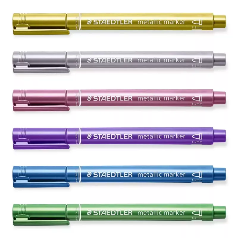 Staedtler 8323-S BK2 metallic marker, ronde punt 1-2 mm, goud/zilver, 2-pack