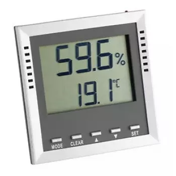 Elektronische binnen-hygrometer TFA-Dostmann 30.5010 digitale weergave grijs zilver