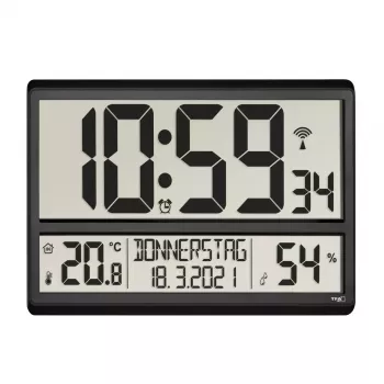 Digitale wekker TFA-Dostmann 60.4520.01 zwart op batterij