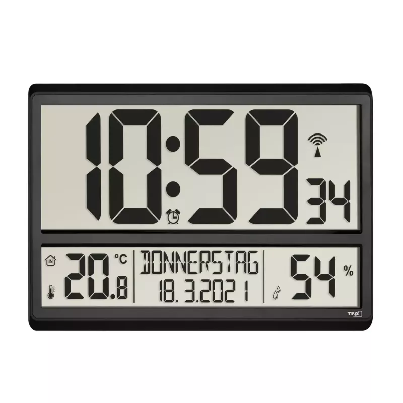 Digitale wekker TFA-Dostmann 60.4520.01 zwart op batterij