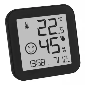 Elektronische omgevingsthermometer TFA-Dostmann 30.5054.01 binnen digitaal zwart wit