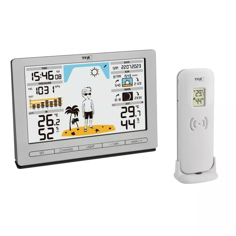 TFA-Dostmann Meteo Jack zilver binnen- buitenthermometer hygrometer barometer