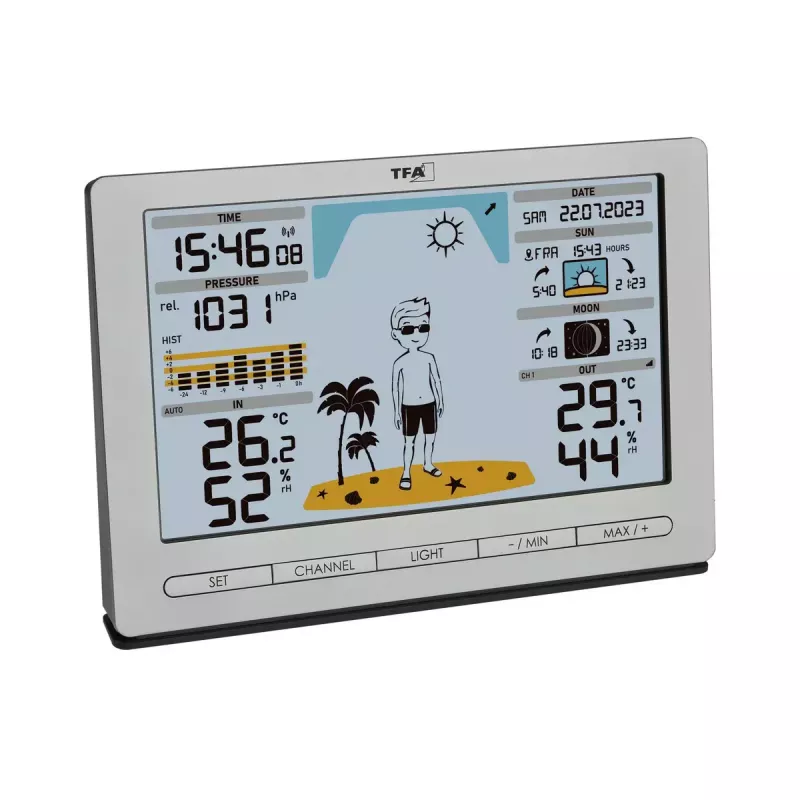 TFA-Dostmann Meteo Jack zilver binnen- buitenthermometer hygrometer barometer