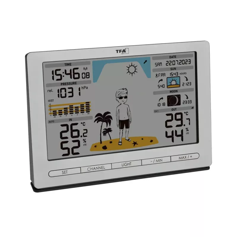 TFA-Dostmann Meteo Jack zilver binnen- buitenthermometer hygrometer barometer