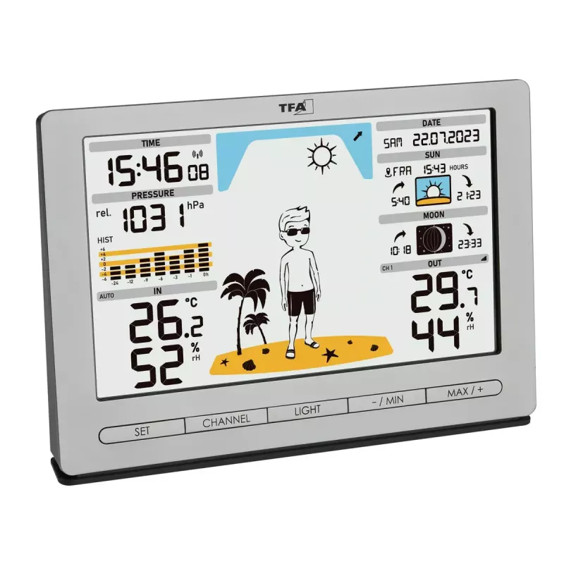 TFA-Dostmann Meteo Jack zilver binnen- buitenthermometer hygrometer barometer