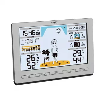 TFA-Dostmann Meteo Jack zilver binnen- buitenthermometer hygrometer barometer