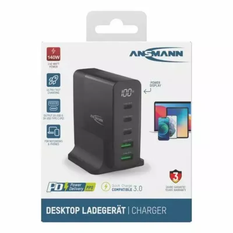Indoor-oplader Ansmann DC5140PD universeel zwart USB-snelladen
