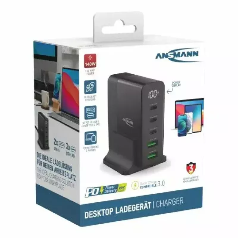 Indoor-oplader Ansmann DC5140PD universeel zwart USB-snelladen