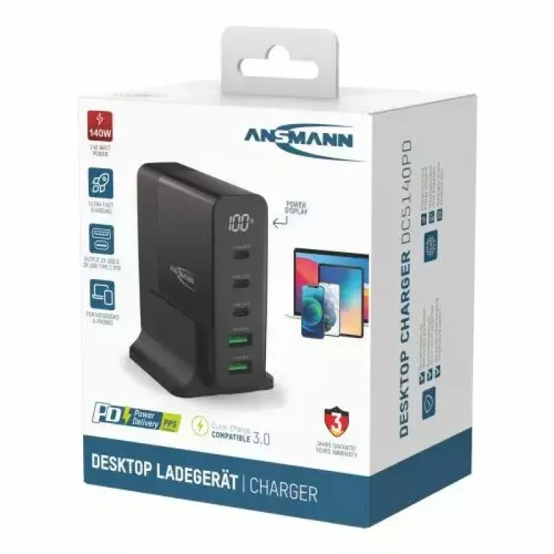 Indoor-oplader Ansmann DC5140PD universeel zwart USB-snelladen