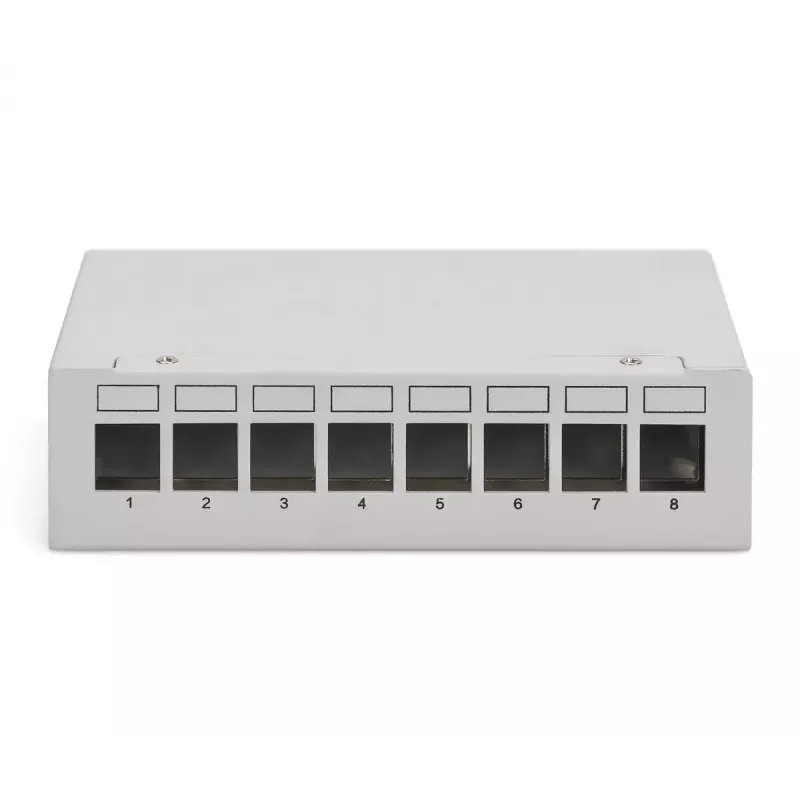 Patchpaneel DIGITUS desktop modulair blank, afgeschermd, 8-poorts, staal, grijs, wandmontage