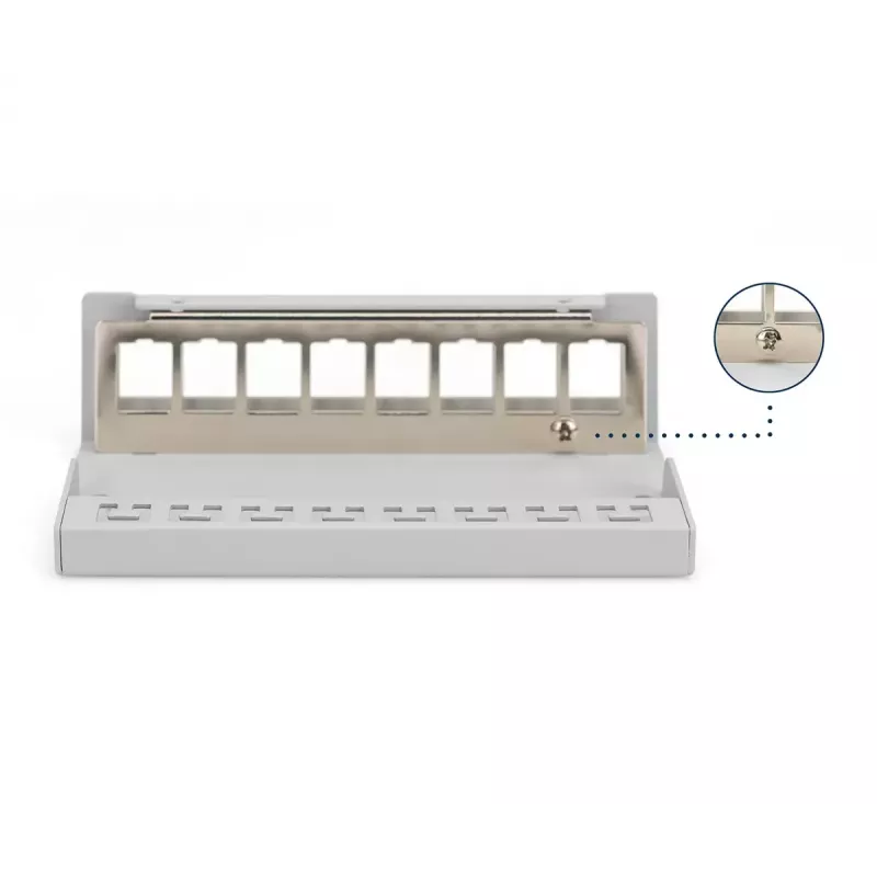 Patchpaneel DIGITUS desktop modulair blank, afgeschermd, 8-poorts, staal, grijs, wandmontage