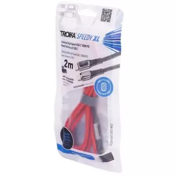 Oplaadkabel TROIKA SPEEDY XL rood — duurzame USB-oplaadkabel, model CBL20/RD
