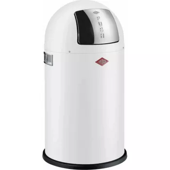 Afvalemmer Wesco Pushboy Jr. 22 l, wit mat – pedaalloze drukdeksel, compacte keukenemmer