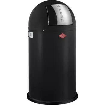 Afvalemmer Wesco Pushboy 50 l, zwart mat, pedaalloze drukdeksel