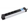 Stroomverlengsnoer Olympia MS 2500 1,5 m 5 AC-stopcontacten binnen zwart zilver
