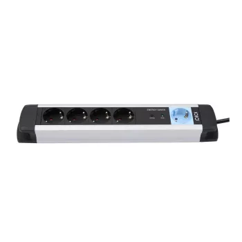 Stroomverlengsnoer Olympia MS 2500 1,5 m 5 AC-stopcontacten binnen zwart zilver