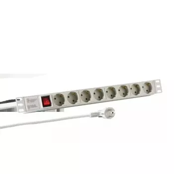 Stroomverdeler EFB Elektronik EK631DE.2GR — 2 m kabel, 8 CEE-stopcontacten, binnen, grijs