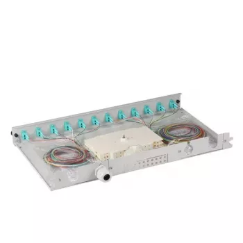 EFB Elektronik B71901L12OM3 glasvezel-lasbox, LC 50/125 µm OM3, 12 pigtails/6 koppelingen, 19 inch, uittrekbaar