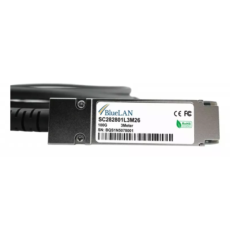 BlueOptics QSFP28 DAC-kabel SFP-DAC100-2M-BL 100GBASE-CR4 2 m, zwart
