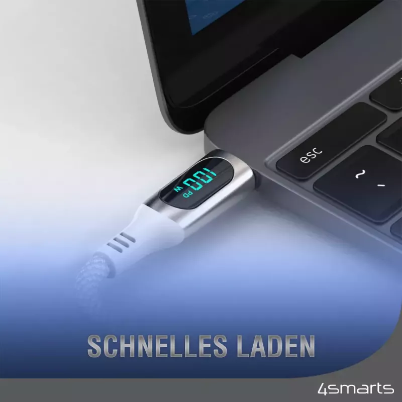 USB-kabel 4smarts 540954 3 m USB-C wit USB 2.0 0,48 Gbit/s